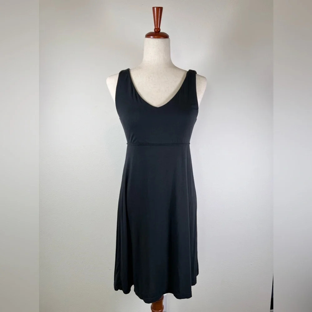 Athleta V Neck Solid Dress Size Small Mini Black Athletic Tennis Pickleball Golf